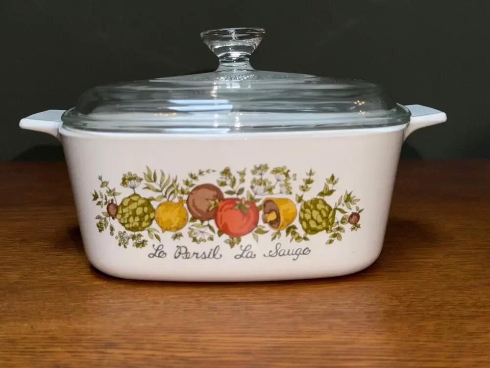 Vintage CorningWare Spice of Life Le Persil La Sauge Casserole Dish W/ Pyrex Lid